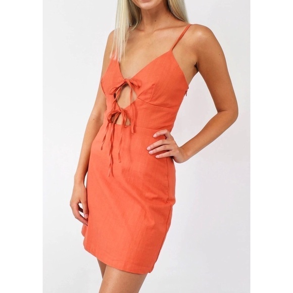 Cotton Candy LA Cut Out Tie Front Mini Dress - Picture 4 of 12